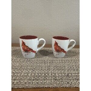 Dean Crouser Splash Art Red Cardinal Song Bird Coffee Mug Tea Cup Lot Of 2